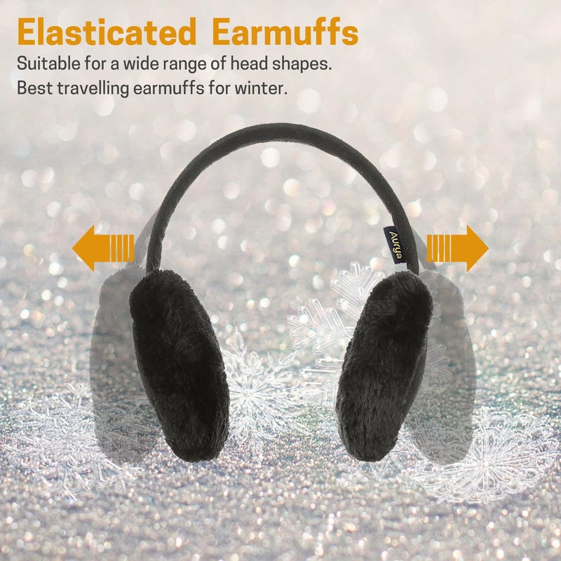 Aurya Kids Classic Ear Warmers/Earmuffs-Winter Faux Fur Warm Ear Muffs for Boys and Girls (Black) - Image 4